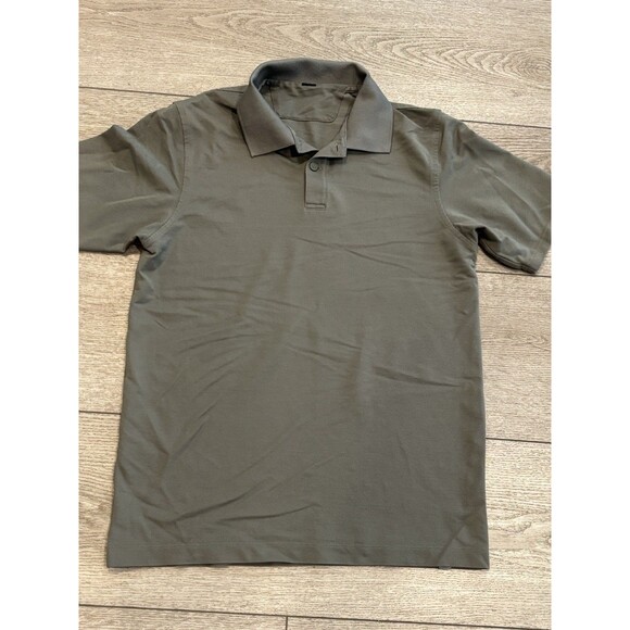 Lululemon Live In Practice Brown Green Golf Tech Polo Shirt Men Small Athletic - Picture 1 of 6